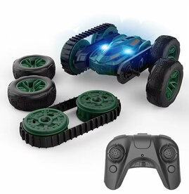 RC-Stuntauto &ndash; Beidseitig fahrbar &ndash; 2-in-1 &ndash; Auto mit R&auml;dern und Ketten &ndash; 2,4 GHz &ndash; Wiederaufladbar &ndash; 6 Kan&auml;le
