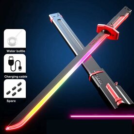 Dazzling Spray Sword &ndash; Katana Cosplay Zwaard met LED-licht, Rook, Vonken en Geluid (70 cm)