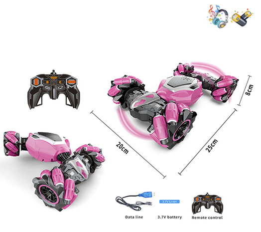 RC double-sided transformer stunt car pink