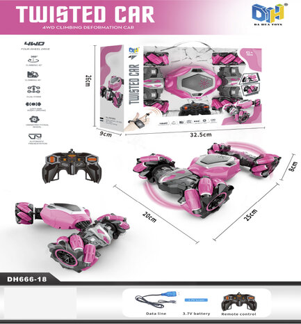 RC double-sided transformer stunt car pink