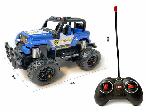 Voiture de police RC - Rock Crawler t&eacute;l&eacute;command&eacute; - Voiture jouet 1:28 - Storm Off Road 