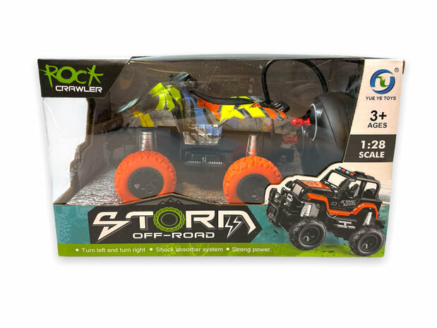 Rc quad - afstand bestuurbare rock crawler - speelgoed quad 1:28 - Storm off-road quad