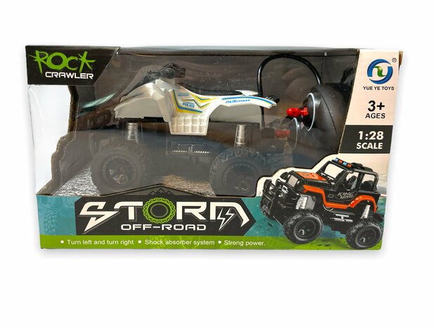 Rc polite quad - afstand bestuurbare rock crawler - speelgoed quad 1:28 - Storm off-road quad