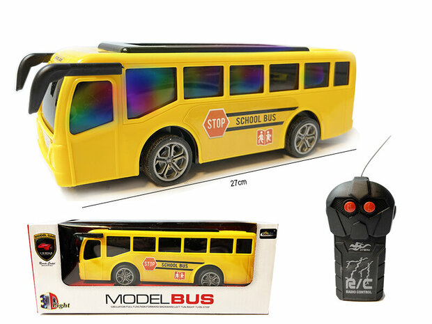 Autobus Scolaire Radio Contr&ocirc;l&eacute; - Lumi&egrave;re Led 3D - RC Bus Toys