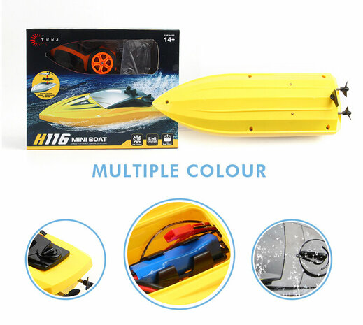 Rc boat H116 - Radio controlled boat 2.4GHZ - 1:47 yellow