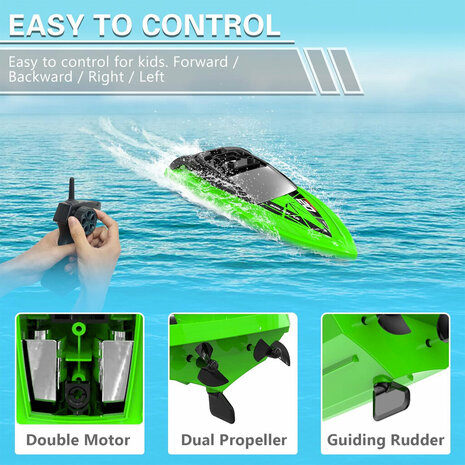 RC Boat for kids - H131 - rechargeable - 2.4ghz controllable - 10km/h