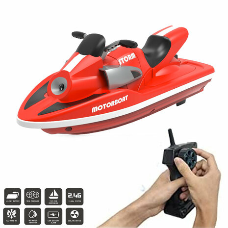 RC jet ski RISE H137 bateau rechargeable 2.4GHZ port&eacute;e 50 m&egrave;tres