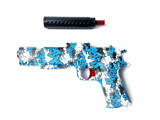 Gel blaster - complete set M1911 Blue Graffiti - rechargeable - 39CM