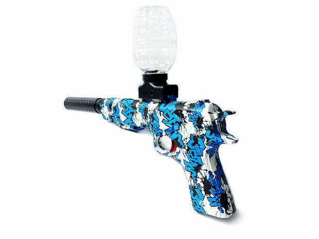 Gel blaster - set complet M1911 Blue Graffiti - rechargeable - 39CM