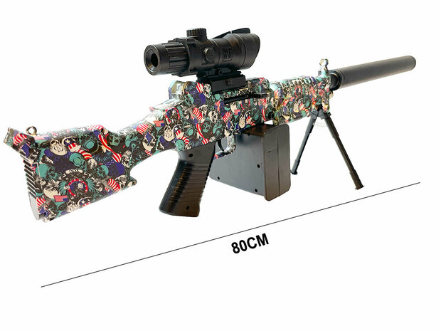 Gel Blaster - Electric orbeez rifle Army SKULL - complete set incl. gel balls - rechargeable - 80CM