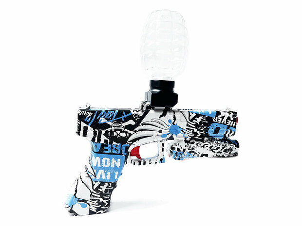 Gel Blaster - Pistolet &eacute;lectrique - Graffiti - set complet avec billes de gel - rechargeable - 37 CM