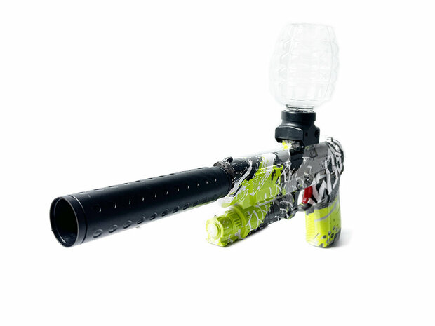 Gel Blaster - Pistolet &eacute;lectrique - Green Graffiti - set complet avec billes de gel - rechargeable - 38CM