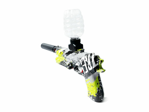 Gel Blaster - Pistolet &eacute;lectrique - Green Graffiti - set complet avec billes de gel - rechargeable - 38CM