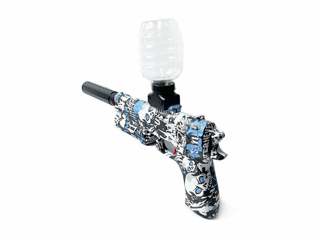 Gel Blaster - Pistolet &eacute;lectrique - Blue Graffiti - ensemble complet avec boules de gel - oplaadbaar - 38CM