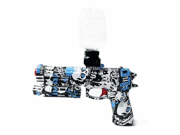 Gel Blaster - Pistolet &eacute;lectrique - Blue Graffiti - ensemble complet avec boules de gel - oplaadbaar - 38CM