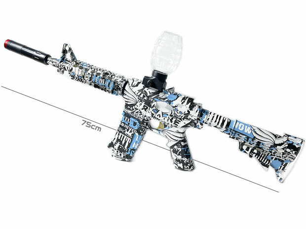 Gelblaster - Elektrische Geweer - M4 - Blauwe Graffiti - Complete Set - 75 cm