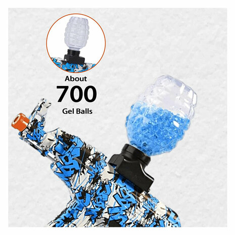 Gel Blaster AK47 - Luminous Silencer met Led licht - compleet set - oplaadbaar - 45 cm Blauw