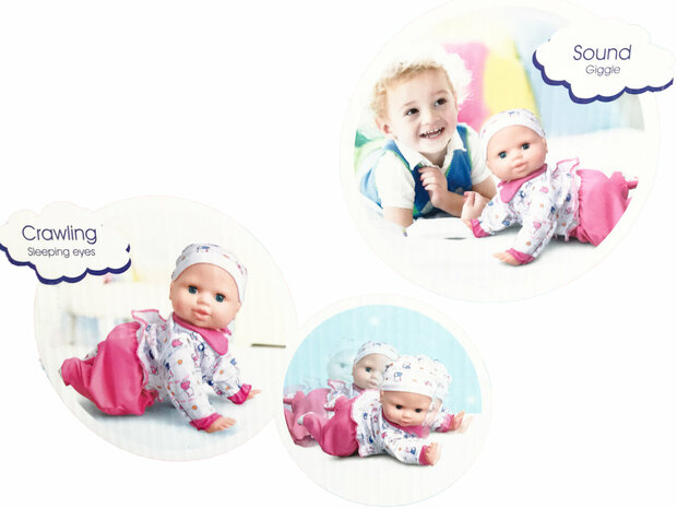 Kruip baby pop speelgoed - maakt geluiden en kruipt - Crawling Baby 32cm