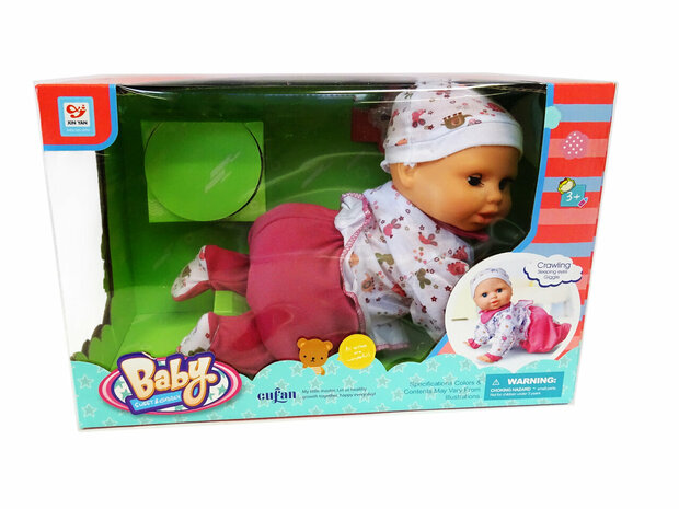 Kruip baby pop speelgoed - maakt geluiden en kruipt - Crawling Baby 32cm