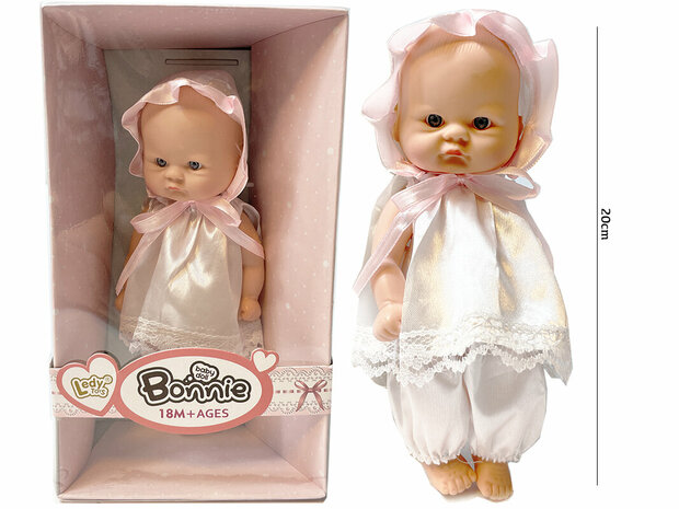 Reborn Babypuppe mit M&uuml;tze - S&uuml;&szlig;e Babypuppe Bonnie - weiche Kuschelpuppe - 20CM