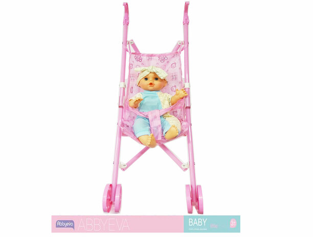 Eva baby pop met wagen - interactief speelgoed pop 30CM