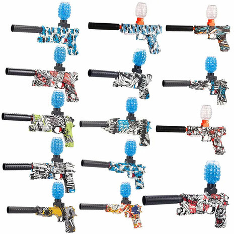 Gel Blaster - Electric Pistol - Graffiti - Complete set incl. gel balls - rechargeable - 37 CM Dieser rechargeable Gel-Blaster kann insgesamt 30-40 Meters weit schie&szlig;en. It is easy to reload, so you can play for hours without 