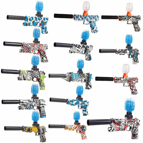 Gel Blaster - Electric gun - Blue Graffiti - complete set incl. gel balls - rechargeable - 38CM