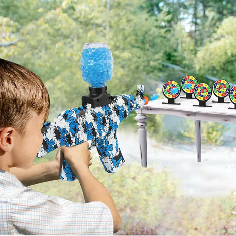 Gel Blaster - Pistolet &eacute;lectrique - Blue Graffiti - ensemble complet avec boules de gel - oplaadbaar - 38CM