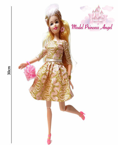 Pop met gala jurkje - Bruidsmeisje cocktail outfit - prinses speelgoed 30CM