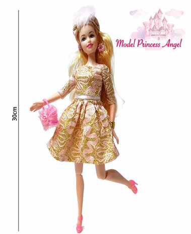 Toy doll with nice gala dress - Bridesmaid, gala, cocktail outfit 30CM