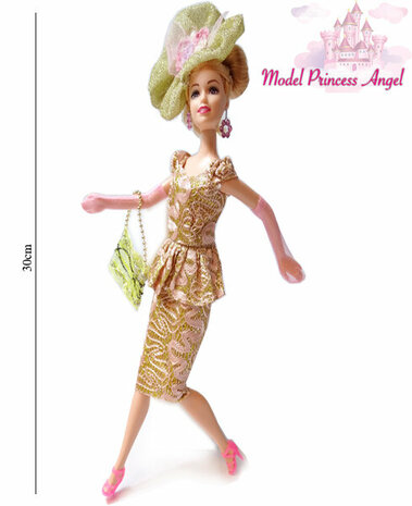 Toy doll with nice gala dress - Bridesmaid, gala, cocktail outfit 30CM