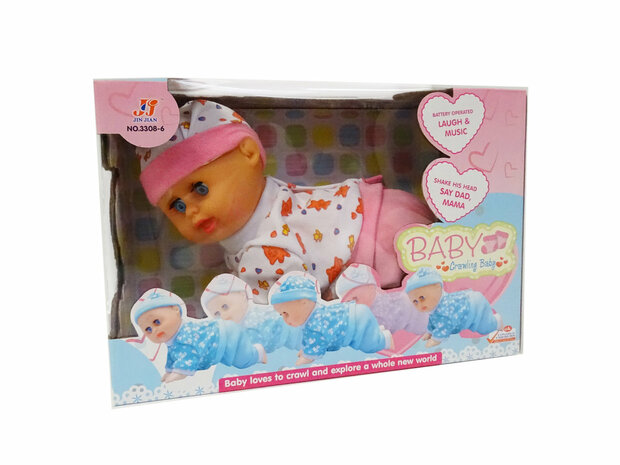 Crawling Baby - krabbelnde Babypuppe - kann krabbeln und tanzen - mit Ger&auml;usch (20cm)