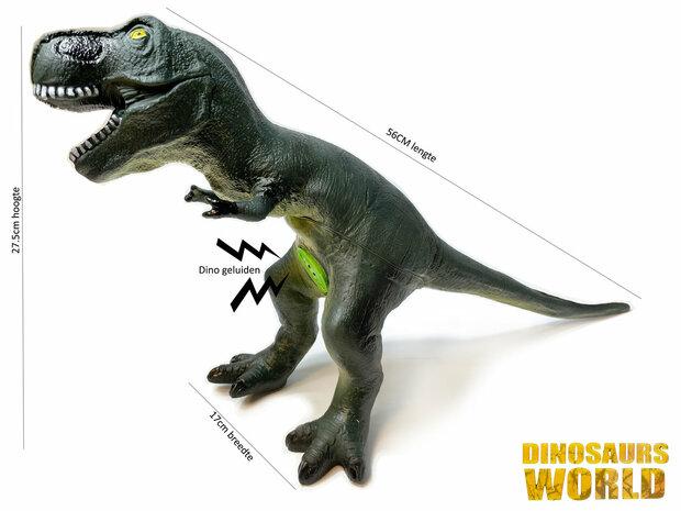 Jouet Dinosaure T-rex 56 Cm - caoutchouc souple - fait des sons de dino - Dinoworld