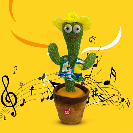 Speelgoed Cactus - USB Oplaadbaar - dansende en pratende cactus - interactief knuffel 32cm