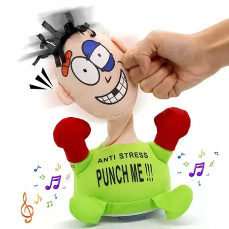 Poup&eacute;e anti-stress Punch Me - poup&eacute;e de boxe jouet interactive - cris et coups de poing - 20CM