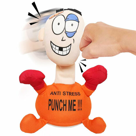 Punch Me - anti stress pop - interactieve speelgoed - boks pop - 20cm Oranje