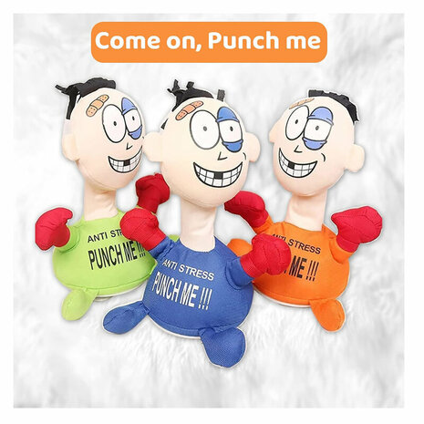 Punch Me - anti stress pop - interactieve speelgoed - boks pop - 20cm Oranje