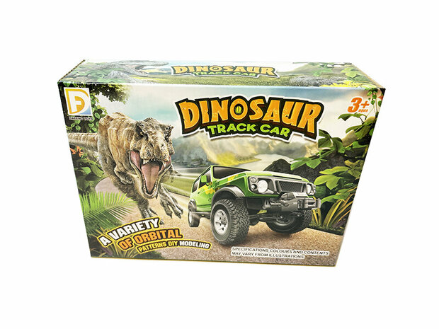Ensemble de piste de course de dinosaures - Ensemble de voiture Dinosaur Track 51 pi&egrave;ces - y compris dino avec voiture et accessoires