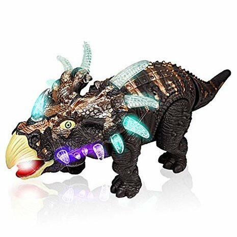 Jouet dinosaure - Triceratops - avec lumi&egrave;re et son Dino 35CM