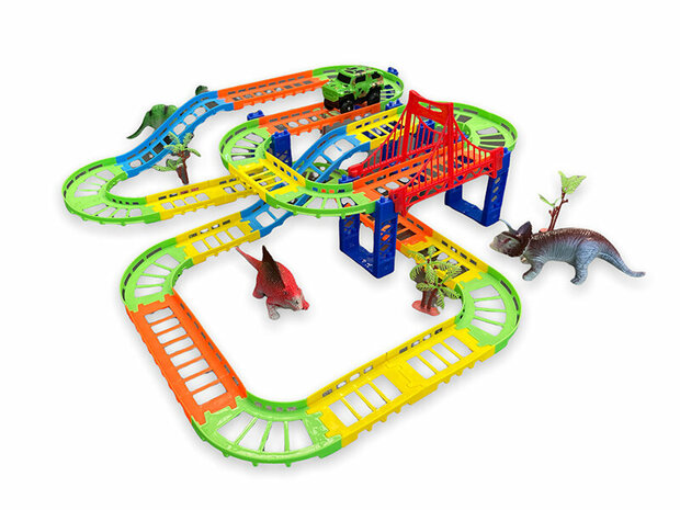 Race track set Dinosaurus - Dinosaur Track car set 60 pieces - including dinosaurs + car and accessories