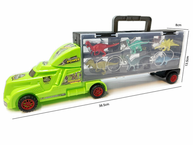 Dinosaurus vrachtwagen  - set van 12 stuks dino&#039;s - Transport truck - 38.5cm