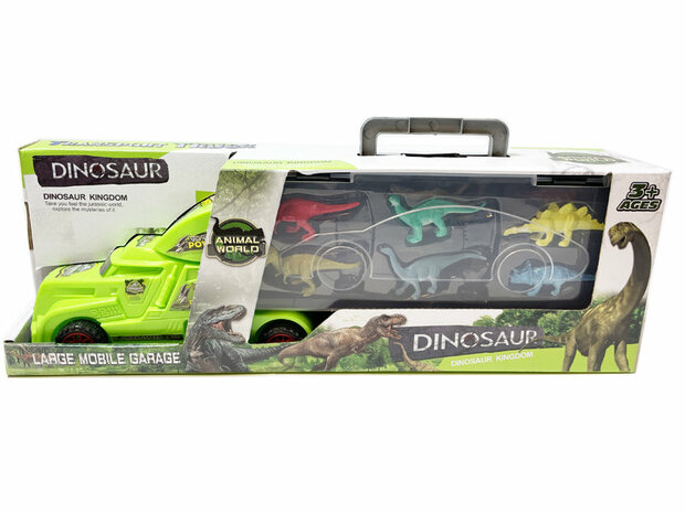 Dinosaurus vrachtwagen  - set van 12 stuks dino&#039;s - Transport truck - 38.5cm