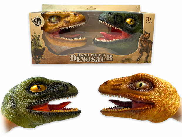 2x Hand Puppet Tyrannosaurus - rubber Realistic dinosaurus speelgoed handpop set