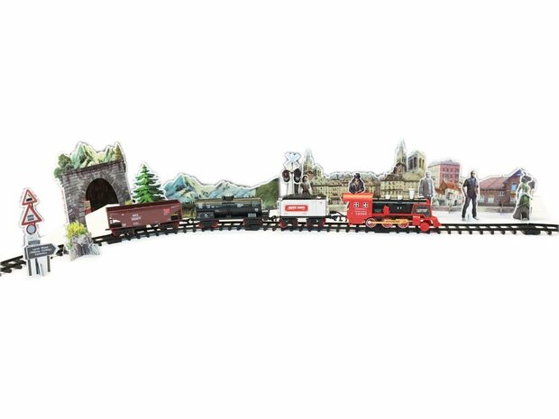 Stoomtrein met rook en CHoo CHoo  geluid - incl. Rail Baan 103x78CM - afstand bestuurbaar - locomotief speelgoed