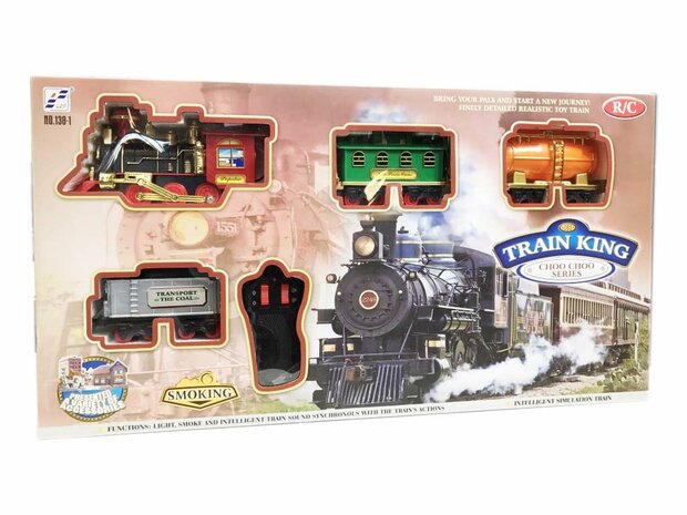 Rc Steam train with real smoke and CHoo CHoo train sound incl. Rail Track 103x78CM - remote controlled - locomotive