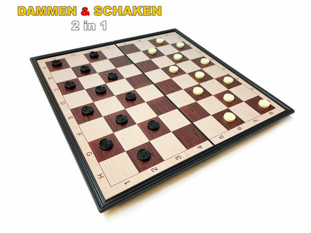 Jeu d&#039;&eacute;checs et jeu de dames 2 en 1 ; &eacute;chiquier et damier - Jeu d&#039;&eacute;checs magn&eacute;tique - Jeu d&#039;&eacute;checs - Pliable