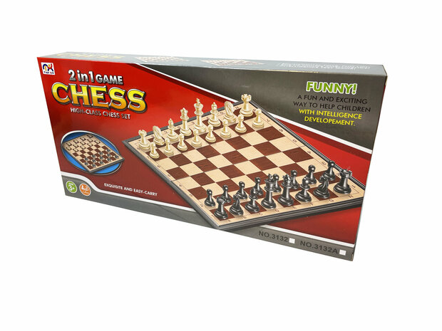 Schaak en dam set 2in1 - schaakbord en dambord - Magnetisch - Chess Set - opvouwbaar 36CM