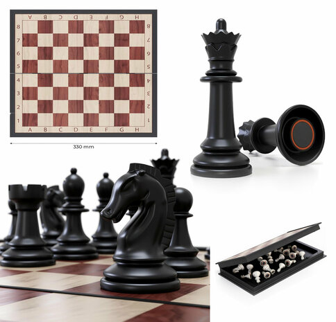 Jeu d&#039;&eacute;checs - &Eacute;chiquier magn&eacute;tique - plateau pliable - 33x33 cm