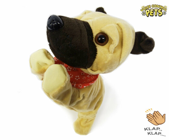 Schattig blaffende hondje - Met 7 verschillende kunstjes op geluid/aanraken - Voice Control Pets clap dog- 29CM