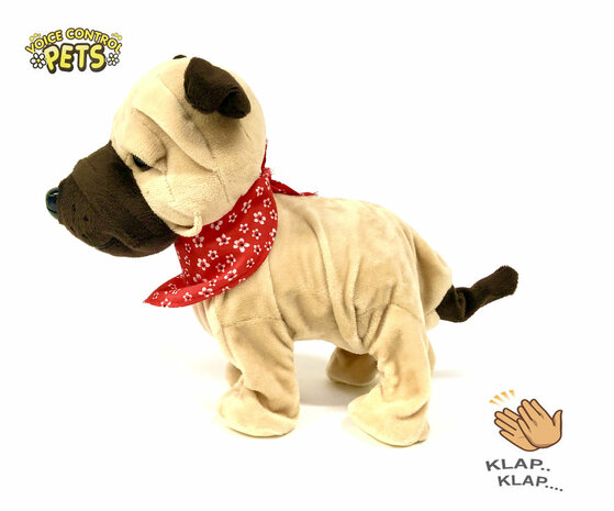 Schattig blaffende hondje - Met 7 verschillende kunstjes op geluid/aanraken - Voice Control Pets clap dog- 29CM